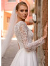 Long Sleeves Beaded Ivory Lace Tulle Dreamy Wedding Dress Long Sleeves Beaded Ivory Lace Tulle Dreamy Wedding Dress